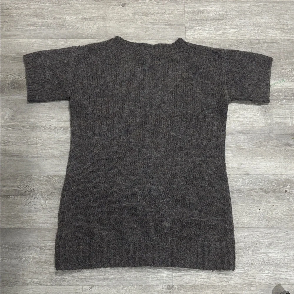 J. Crew September Sweater Seaport Gray Short Sleeve Wool Blend, Sz S